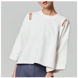 Varley Jenny cutout ribbed jersey sweatshirt